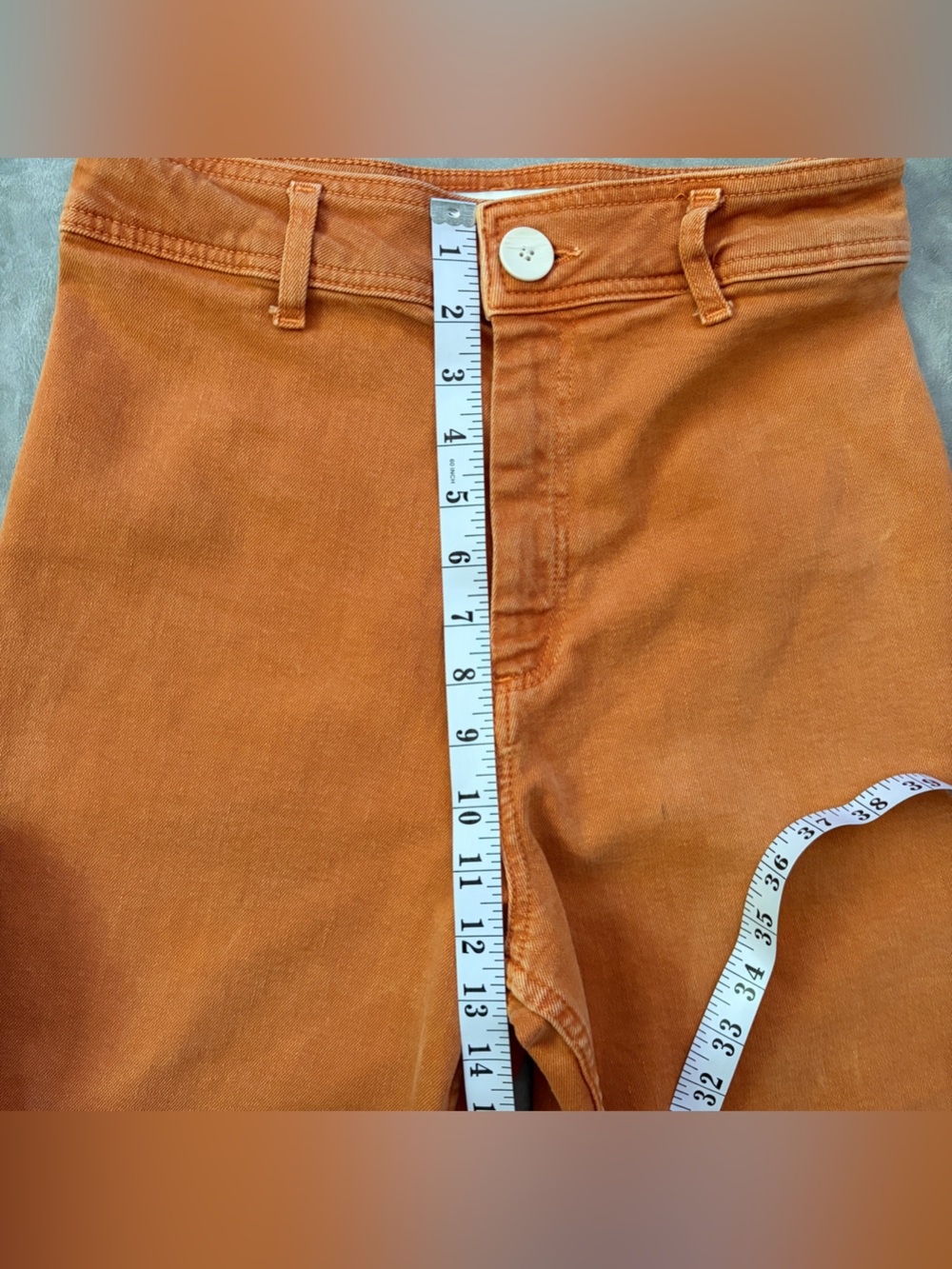 Zara burnt orange high rise wide leg flare jeans - Picture 11 of 14